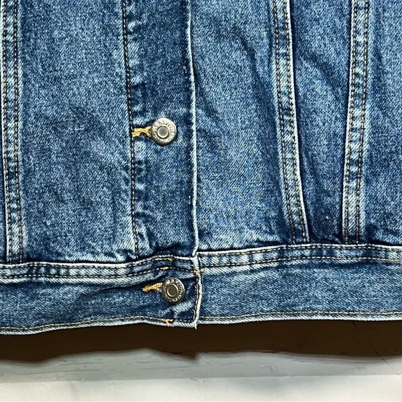 Old Navy Boyfriend Trucker Denim Jean Jacket Womens Size Large Blue - Picture 7 of 11